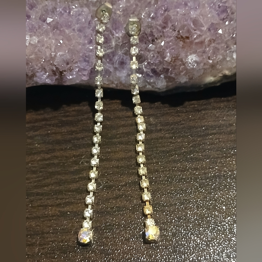 vintage rhinestone drop dangle earrings
